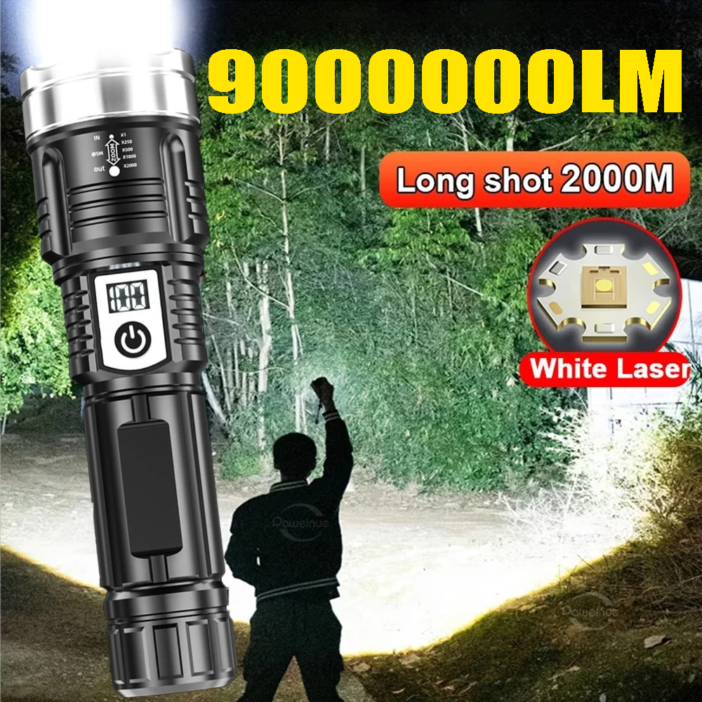 Outdoor Camping Hiking - High Power 200000LM LED Flashlight Built-in