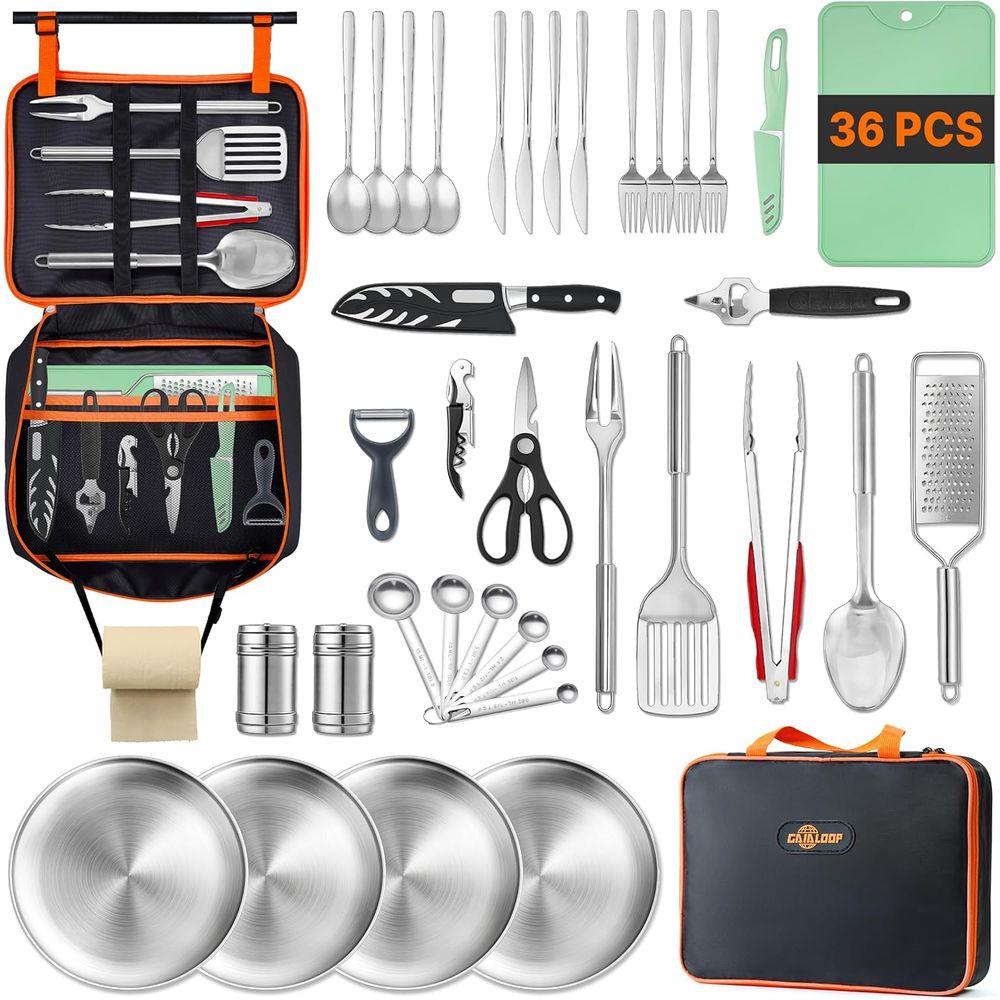 Camp Cooking Set - Compact Camping Kitchen Set with Organizer