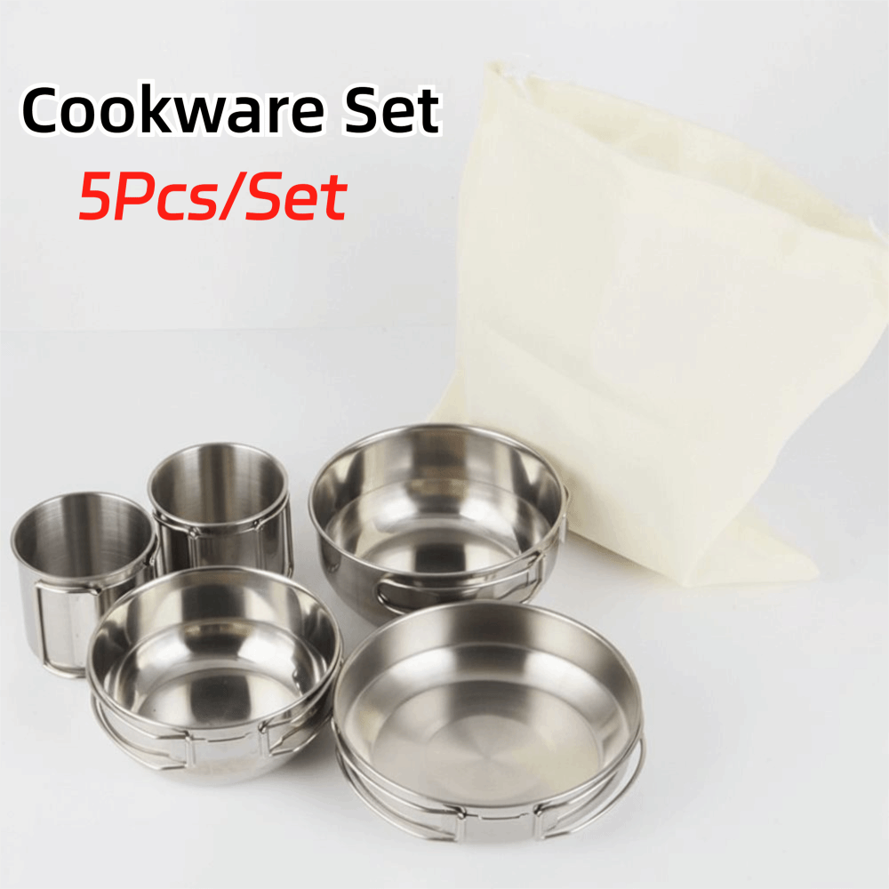 Camp Cooking Set - 5Pcs 304 Stainless Steel Camping Cookware