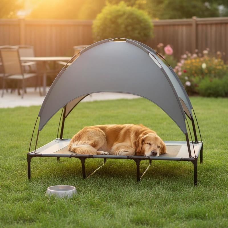Outdoor Camping Dog Bed - Elevated dog bed with canopy, pet