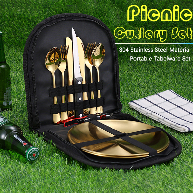 Camp Cooking Set - 10Pcs Camping Tableware Set 304 Stainless