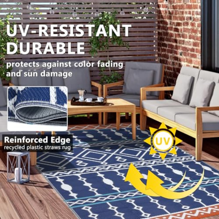 Outdoor Rug, 8x10 FT Waterproo - Outdoor Camping Mats Large avaliação e preço