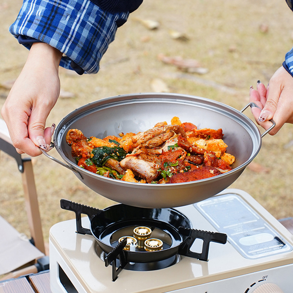 Titanium Wok Pan with Lid Doub - Outdoor Camping Kitchen Table avaliação e preço