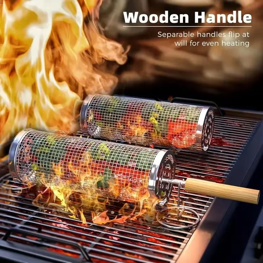Round Barbecue Grill Basket Se - Outdoor Camping Grill avaliação e preço