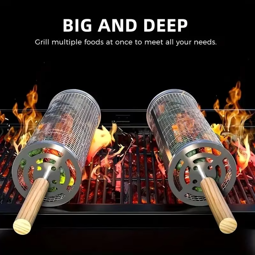 Round Barbecue Grill Basket Se - Outdoor Camping Grill avaliação e preço