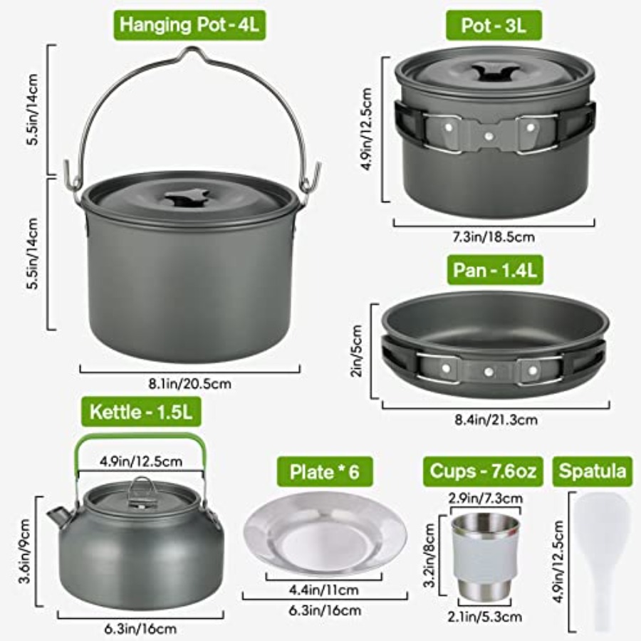 MEETSUN Camping Cookware Set - - Camp Cooking Set avaliação e preço
