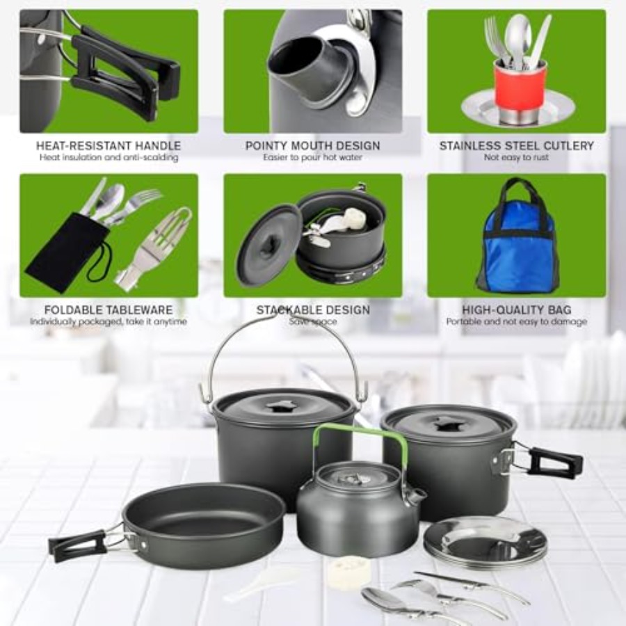 MEETSUN Camping Cookware Set - - Camp Cooking Set avaliação e preço