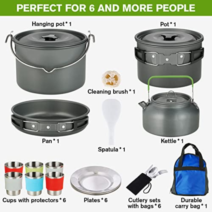 MEETSUN Camping Cookware Set - - Camp Cooking Set avaliação e preço
