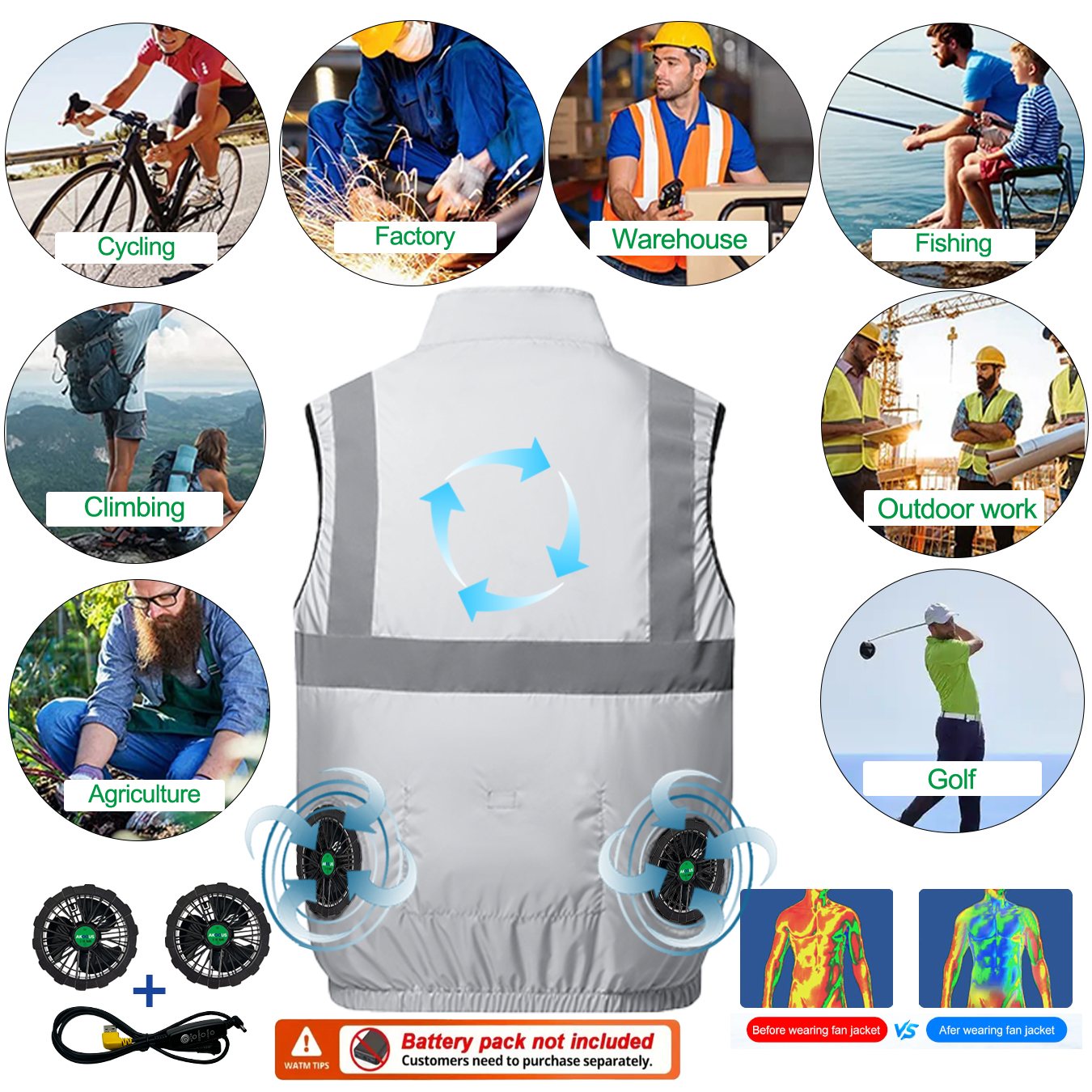 12V/5V USB Sleeveless Breathab - Outdoor Camping Air Conditioner avaliação e preço