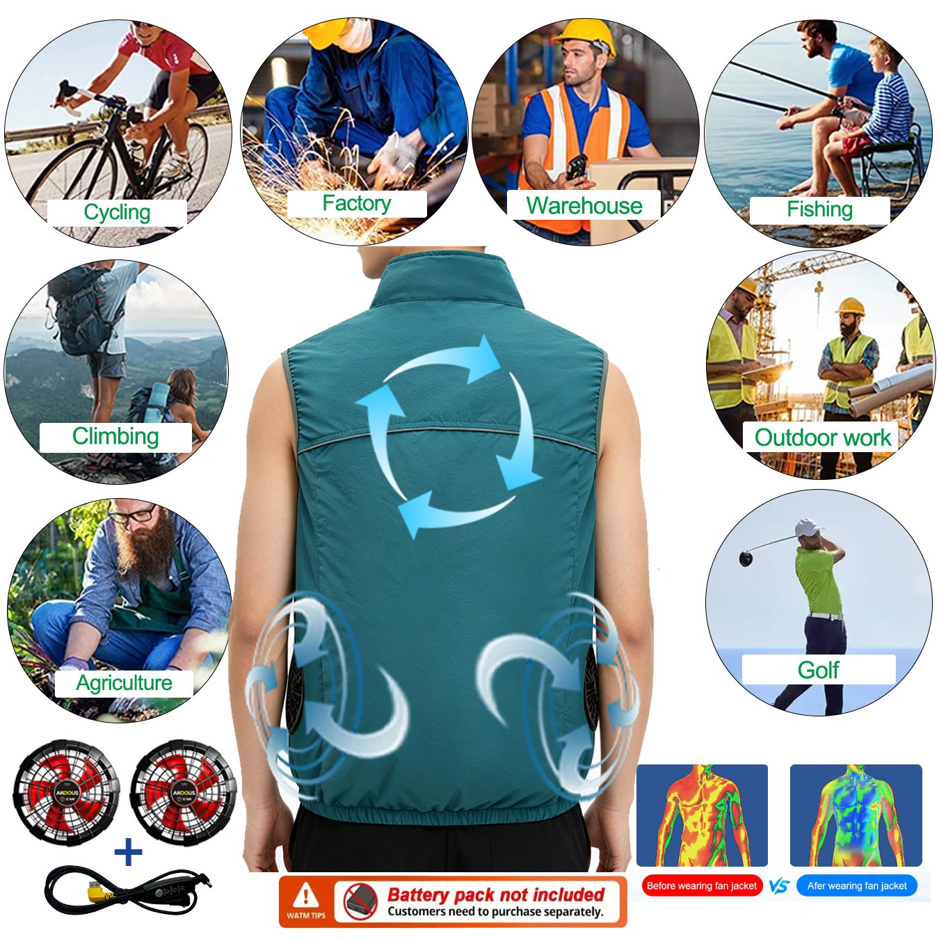 12V 5V USB Sleeveless Cooling  - Outdoor Camping Air Conditioner avaliação e preço