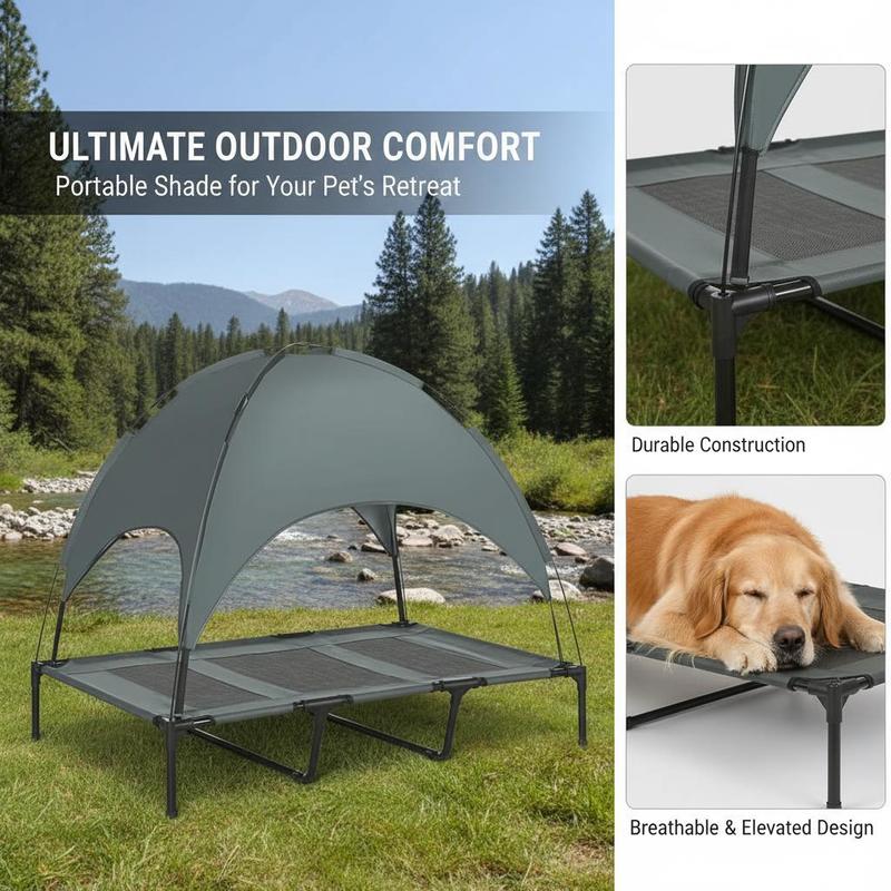 Elevated dog bed with canopy,  - Outdoor Camping Dog Bed avaliação e preço
