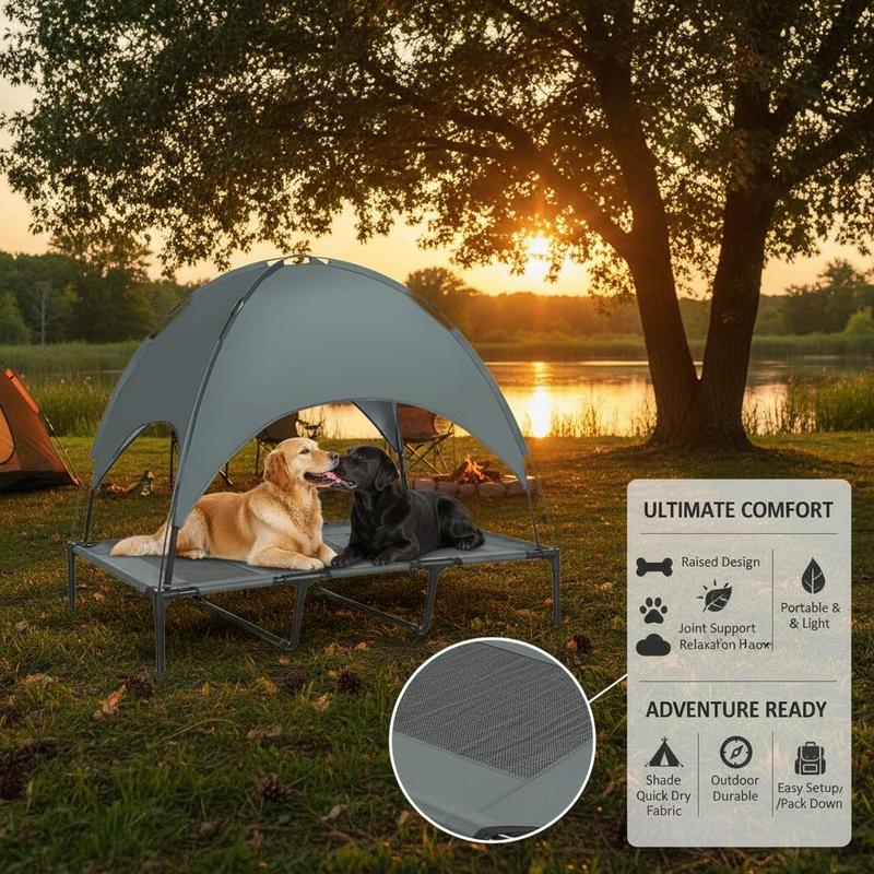 Elevated dog bed with canopy,  - Outdoor Camping Dog Bed avaliação e preço