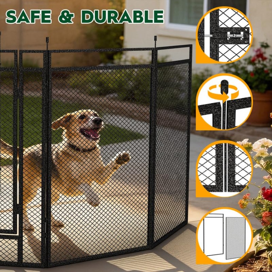 Dog Playpen with Safety Mesh 3 - Outdoor Camping Dog Kennel avaliação e preço