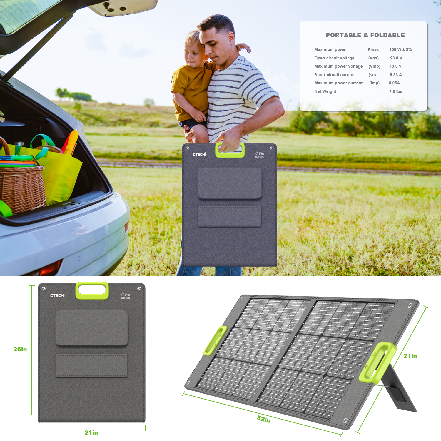 High Efficiency Portable 100W  - Outdoor Camping Hiking avaliação e preço