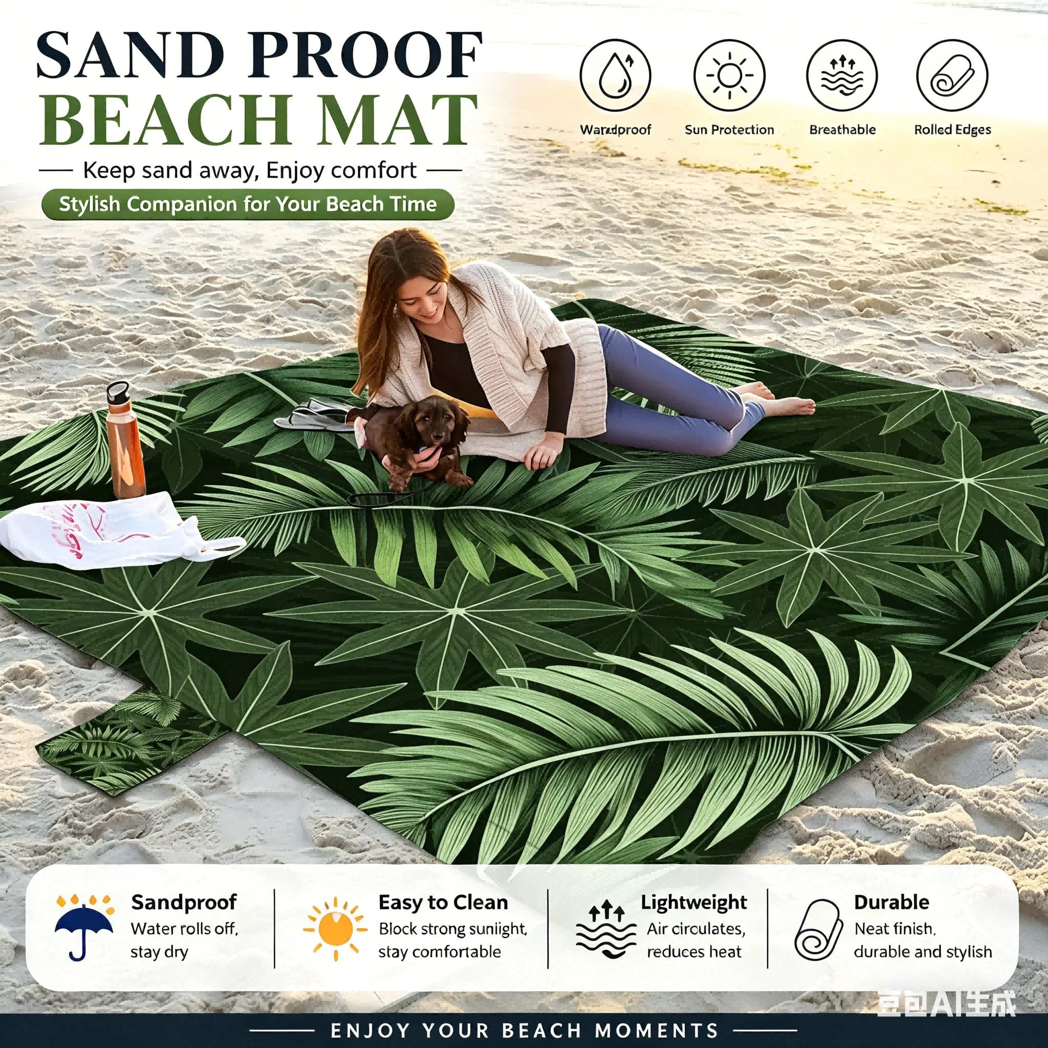 200x240 Beach Mat Sandproof Wa - Outdoor Camping Mats Large avaliação e preço