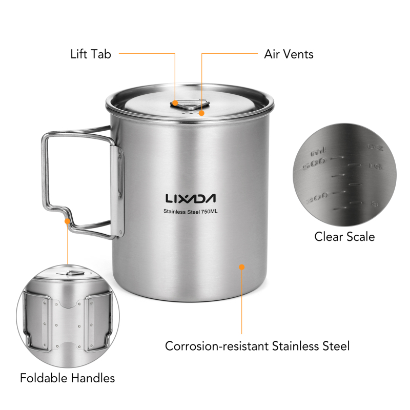 Lixada 750ml Cup Outdoor Stain - Outdoor Camping Kitchen Table avaliação e preço