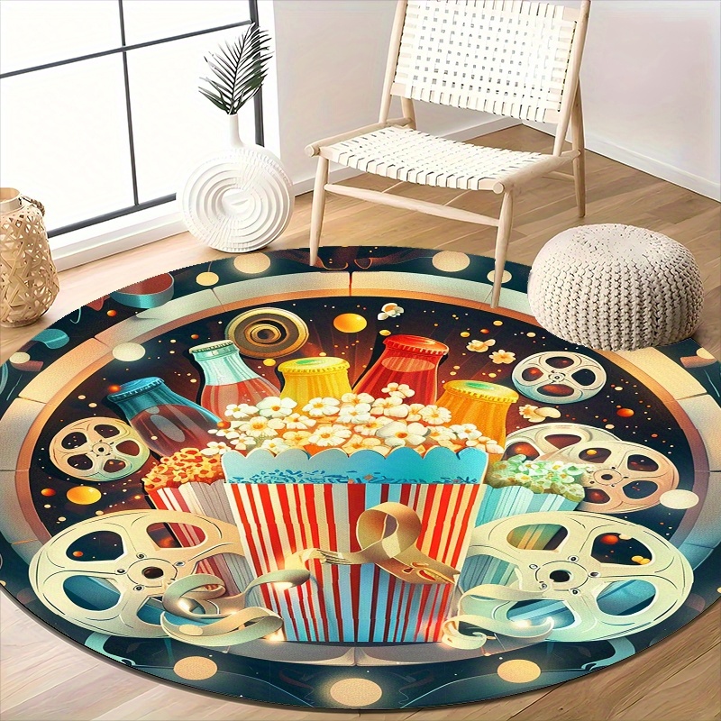 Round Movie Night Area Rug, Re - Outdoor Camping Movies avaliação e preço