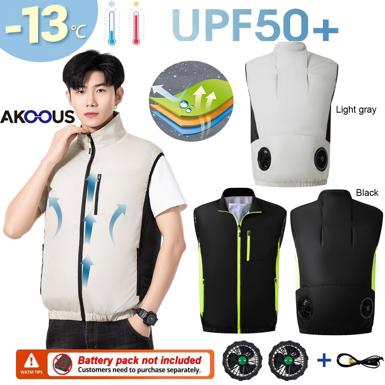 12V 5V USB Cooling Fan Vest Me - Outdoor Camping Air Conditioner avaliação e preço