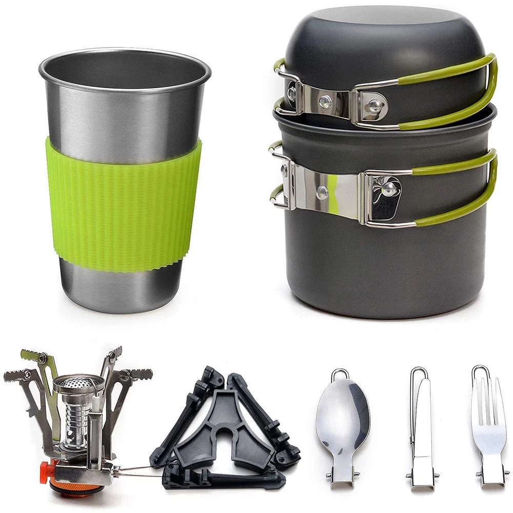 Camping Cookware Kit with Stov - Outdoor Camping Kitchen Table avaliação e preço