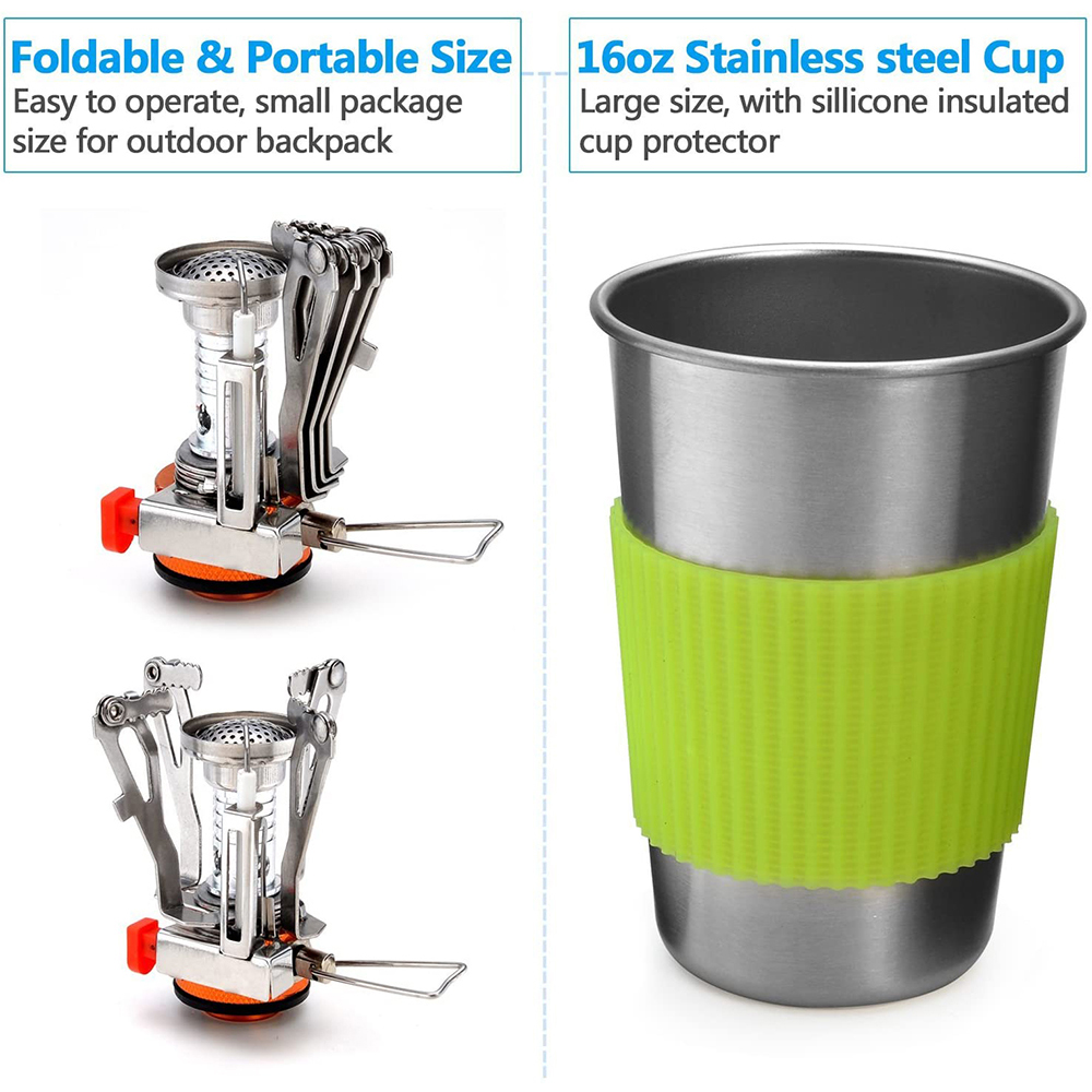 Camping Cookware Kit with Stov - Outdoor Camping Kitchen Table avaliação e preço