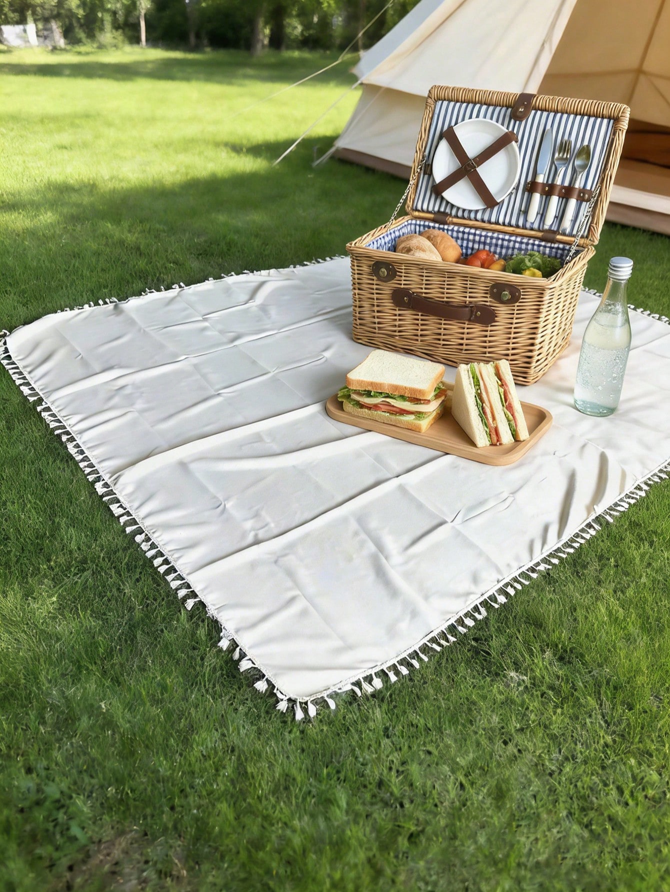 1pc Beige Minimalist Picnic Bl - Outdoor Camping Movies avaliação e preço
